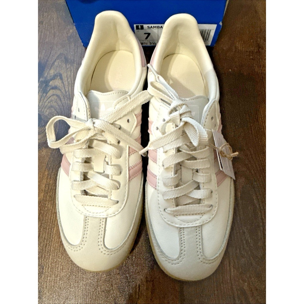 Adidas Samba OG W Women 7.5 White Pink Brand New IH9059 Striped Leather Sneaker
